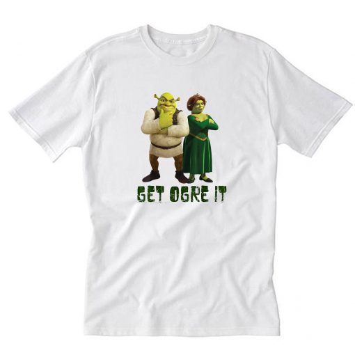 Shrek Fiona & Shrek Get Ogre It Text Poster T-Shirt PU27