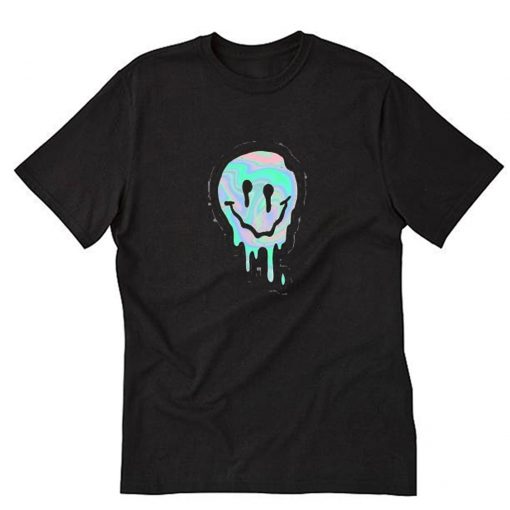 Smiley Face Melt Black Graphic T-Shirt PU27