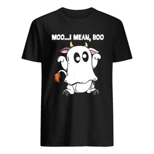 Ghost Cow Moo I Mean Boo Halloween Cow Lover T-Shirt ZA