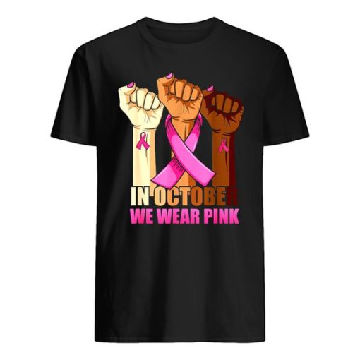 Hand In october we wear pink breast cancer awareness month T-Shirt ZA
