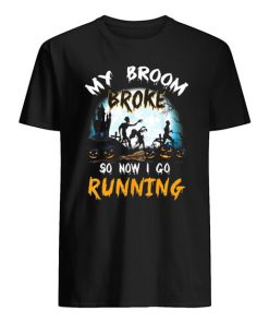 My Broom Broke So Now I Go Running Funny Zombie T-Shirt ZA