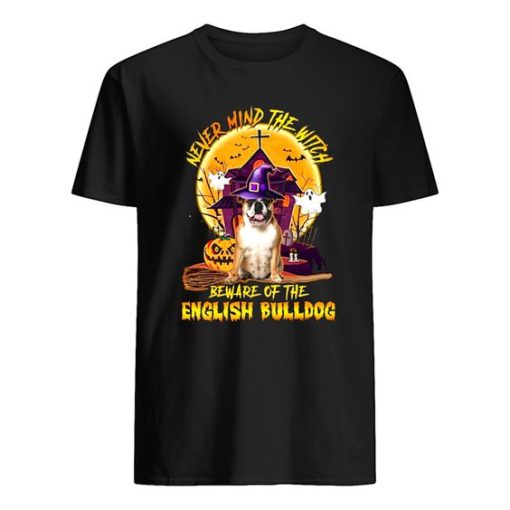 Never Mind The Witch Beware Of The English Bulldog Halloween Pumpkin shirt ZA