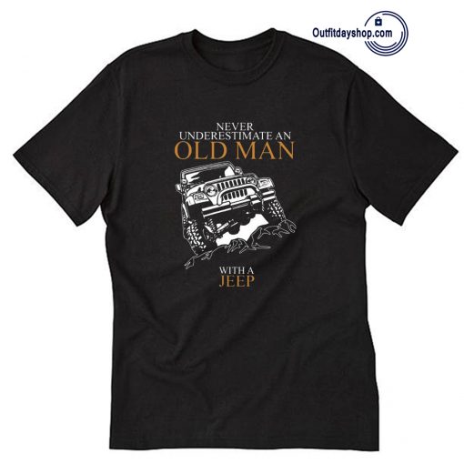 Never Underestimate An Old Man Jeep Black T-shirt ZA