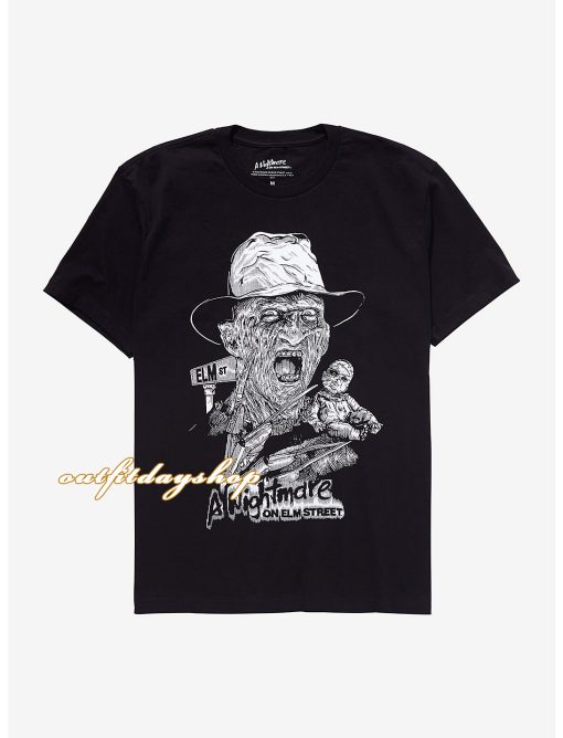 A Nightmare On Elm Street Freddy Black & White T-Shirt ZA