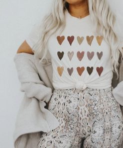 Artsy Melanin Skin Tone Kindness Watercolor Hearts Shirt ZA