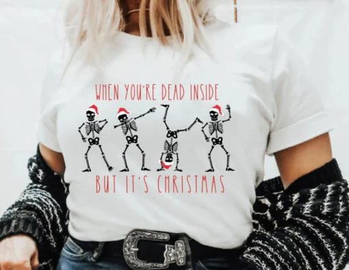 Dead Inside Caffeinated Dancing Skeleton Shirt ZA