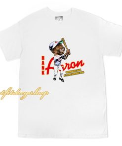 Hank Aaron Hammering Hank Atlanta Baseball Retro Caricature T Shirt ZA