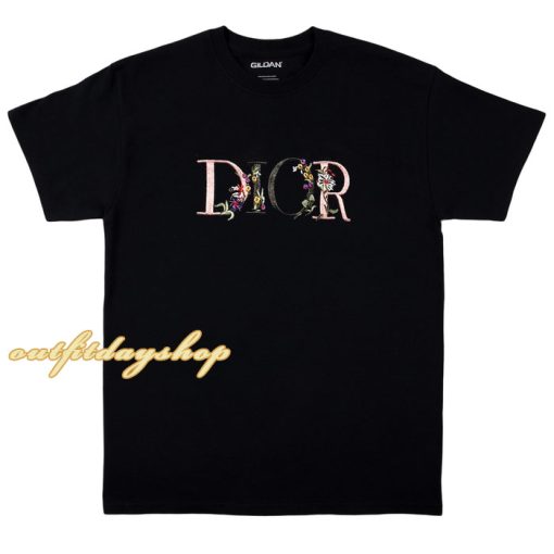Dior Floral Short Sleeve T-shirt In Black ZA