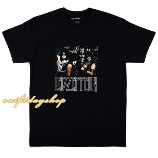 Led Zeppelin Kiss funny Mashup Funny rock band vintage concert T Shirt ZA