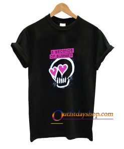 5 Seconds of Summer Pink Eyes Skull Juniors Black T Shirt ZA