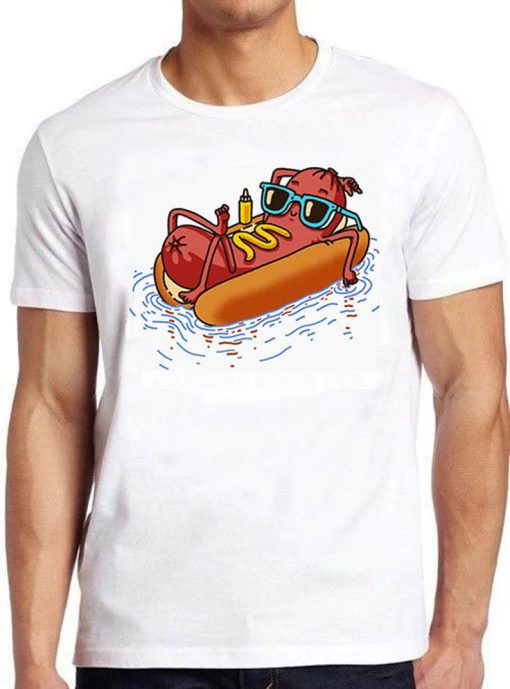 Hot Dog Summer Holiday Vacation Swimming Pool Funny Meme Gift Tee Gamer Cult Movie Music T Shirt ZA