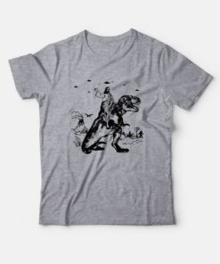Jesus Riding Dinosaur Ufo Bigfoot Funny Offensive T-Shirt ZA
