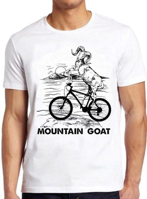 Mountain Bike Mountain Goat Riding Biking Funny Meme Cool Gift Tee T Shirt ZA