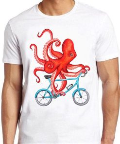 Octopus On A Bicycle Meme Funny Style Cult Movie Music Gift Tee T Shir ZA