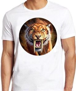 Sabertooth Tiger Dinosaur Saber Tooth Jaguar Jurassic Park Animal Funny Hilarious Witty Funny Meme Gift Tee Cult Movie T Shirt ZA