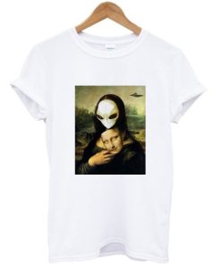 Mona Lisa Alien UFO Mask Fun T-shirt ZA