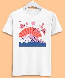 Fuji Mountain Cherry Blossom T Shirt Meme Gamer Cool Cult Movie Music Gift Tee ZA