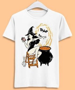 Pinup Witch Girl Horror Meme Gift Funny Tee Style Movie Music Top Mens Womens Adult Tee T Shirt ZA