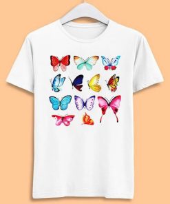 Watercolor Butterflies Butterfly T Shirt Meme Gamer Cool Cult Movie Music Gift Tee ZA
