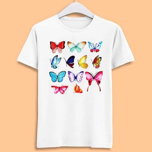 Watercolor Butterflies Butterfly T Shirt Meme Gamer Cool Cult Movie Music Gift Tee ZA